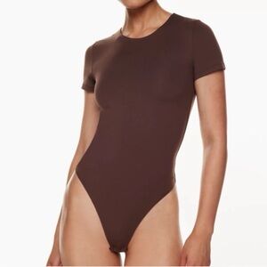 Babaton Contour Crew Short Sleeve Chocolate Brown Short Sleeve Bodysuit XS BNWOT